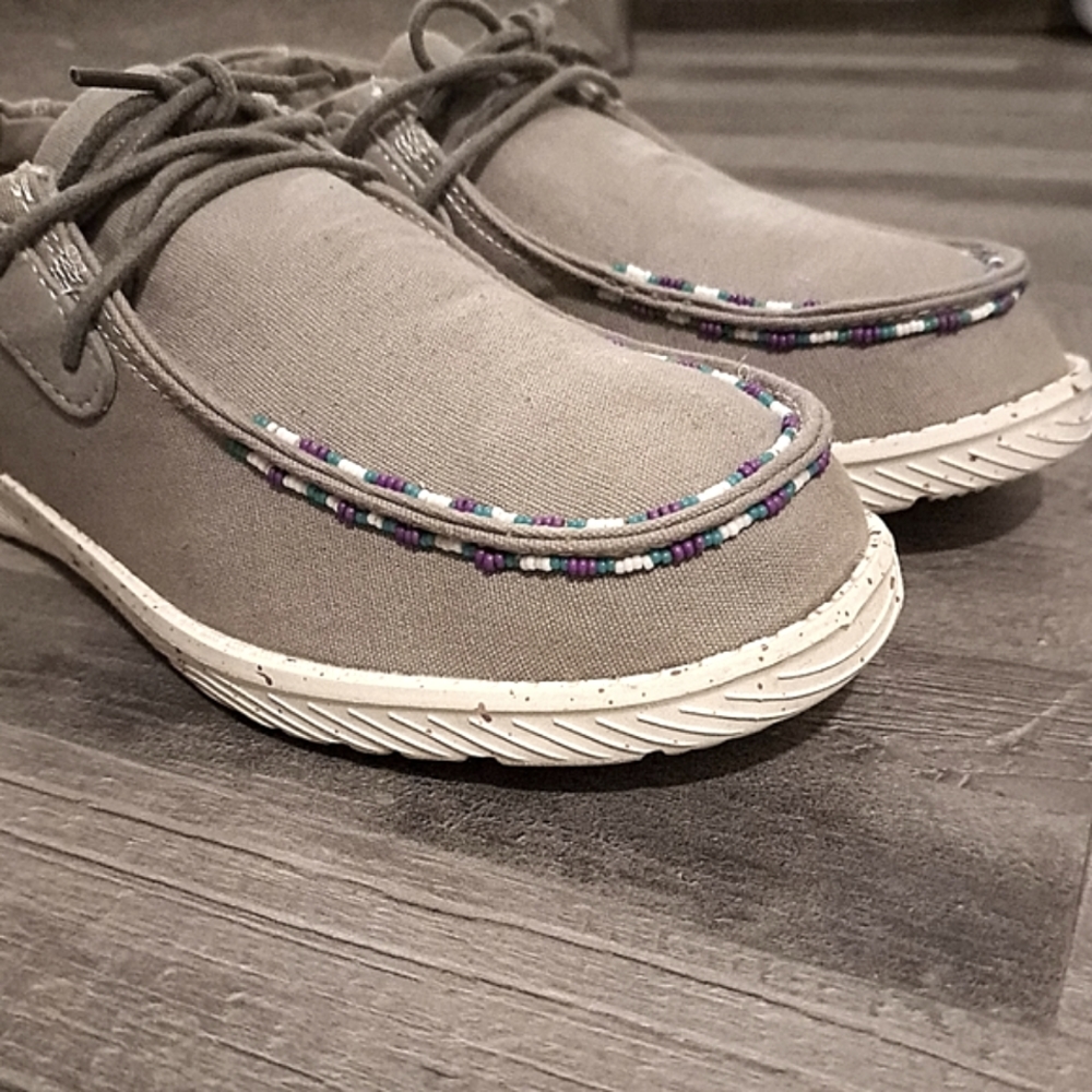 New, Beaded, One of Kind, Custom Hey Dude style Women's Shoes - Picture 6 of 8